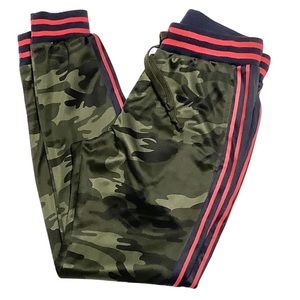 American Stitch Olive Green Camo Joggers with Pink Stripe Trim
